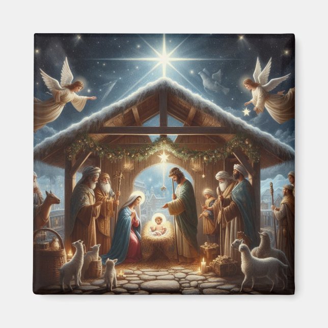 Traditional Nativity Scene Magnet (Front)