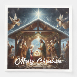 Traditional Nativity Scene Paper Dinner Napkins