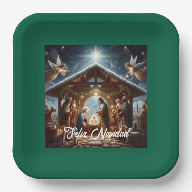 Traditional Nativity Scene Paper Plates (Front)