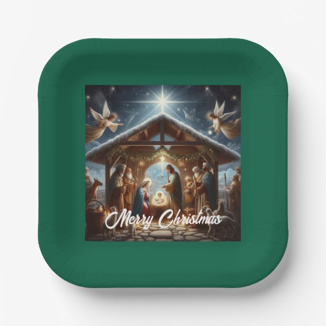 Traditional Nativity Scene Paper Plates (Front)