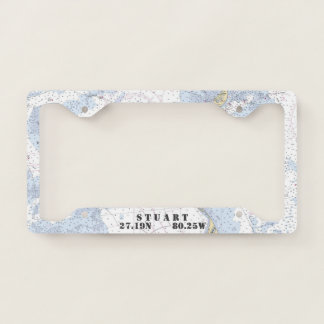Traditional Nautical Chart Blue & White Mariner's License Plate Frame