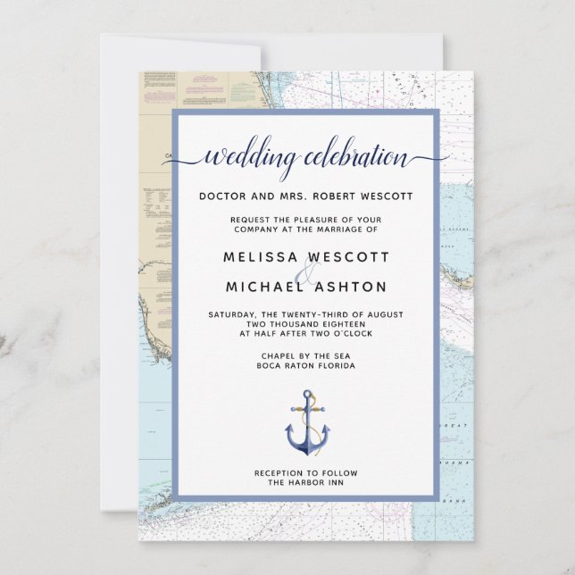 Traditional Nautical Event / Wedding | Florida Invitation (Front)