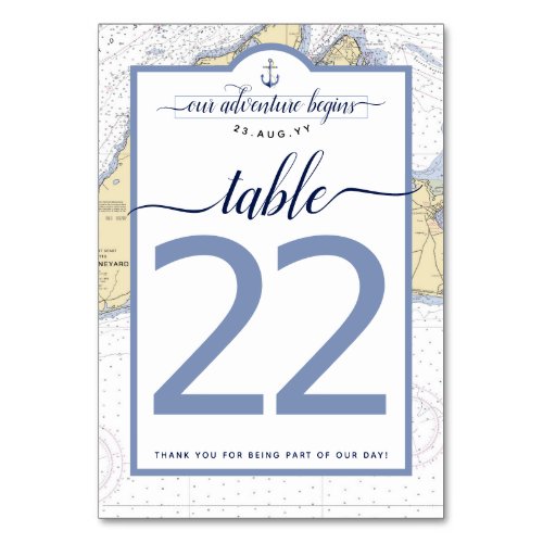 Traditional Nautical Marthas Vineyard  20s Table Number