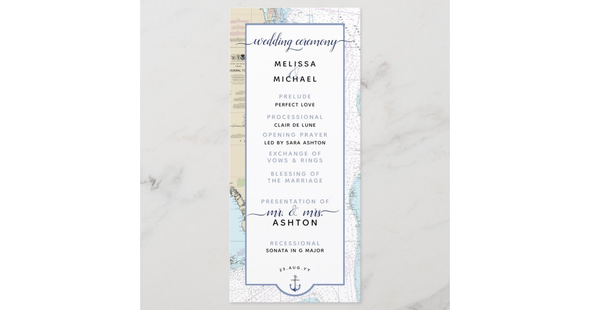 Traditional Nautical South Florida Wedding Program Zazzle Com