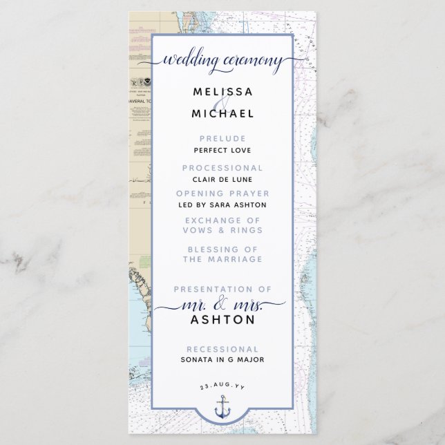 Traditional #Nautical South #Florida #Wedding Program (Front)