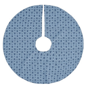 Traditional Navy Blue Christmas Trees & Reindeer Brushed Polyester Tree Skirt