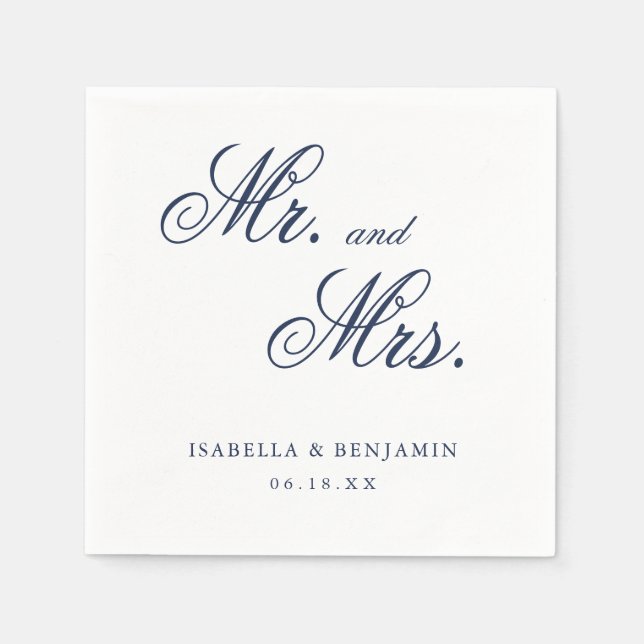 Traditional Navy Blue Formal Elegant Wedding Napkins (Front)