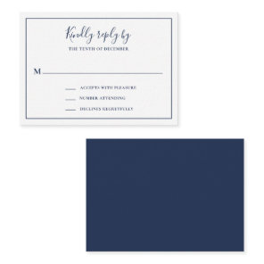 Traditional Navy Blue Mini Wedding RSVP Card