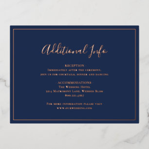 Traditional Navy Blue Wedding Foil Enclosure Card
