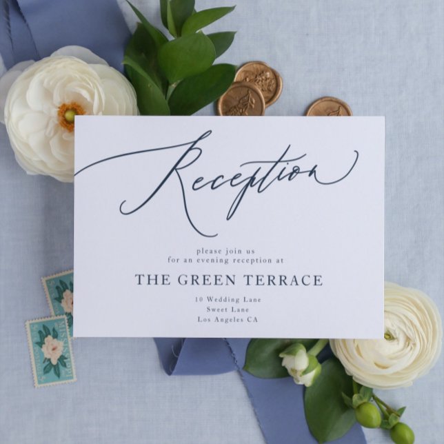 Traditional Navy Blue Wedding Reception Enclosure Card (Creator Uploaded)