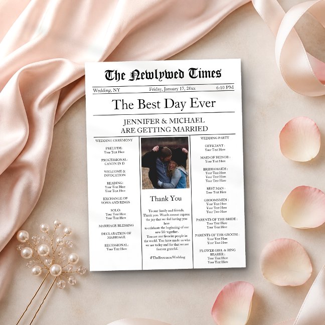 Traditional Newspaper Wedding Invitation