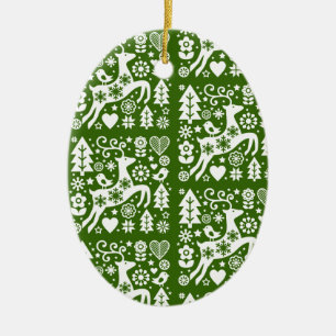 Traditional Nordic Christmas Decor Ceramic Ornament