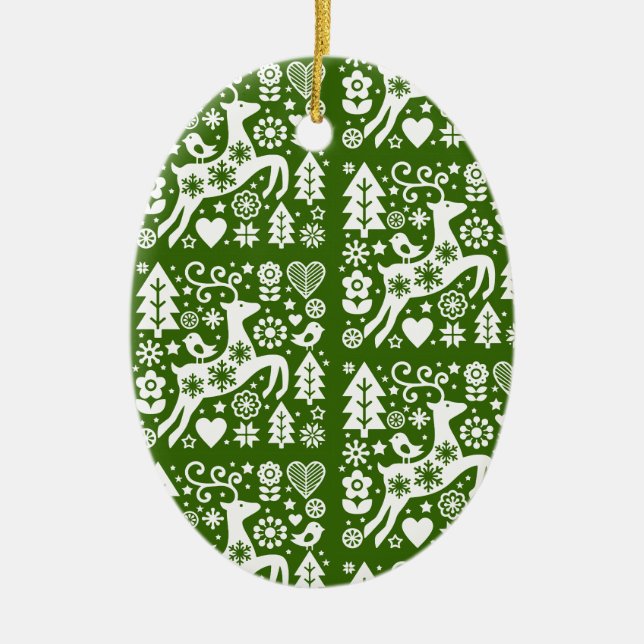 Traditional Nordic Christmas Decor Ceramic Ornament (Front)