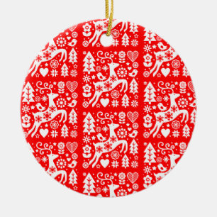 Traditional Nordic Christmas Decor Ceramic Ornament