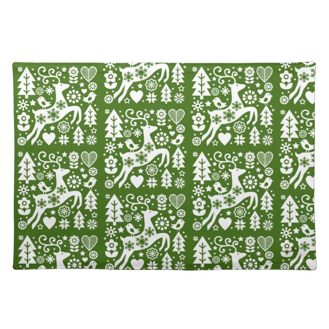 Traditional Nordic Christmas Decor Cloth Placemat (Front)