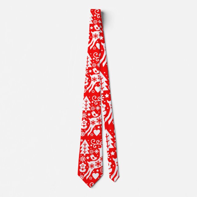 Traditional Nordic Christmas Decor Neck Tie (Front)