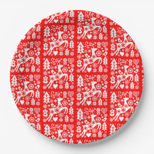 Traditional Nordic Christmas Decor Paper Plates