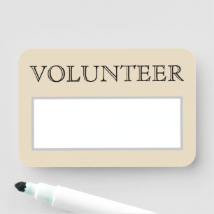 Traditional, Nostalgic "VOLUNTEER" Name Tag