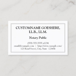 Traditional Notary Public Business Card