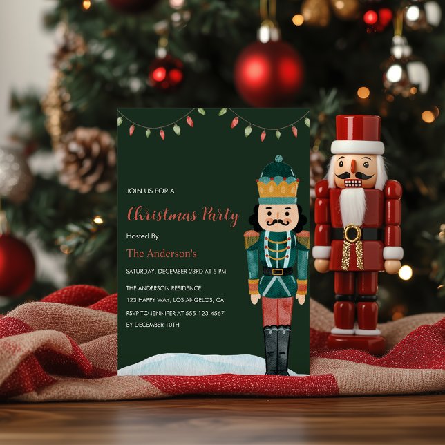 Traditional Nutcracker Christmas Party Invitation  (Creator Uploaded)
