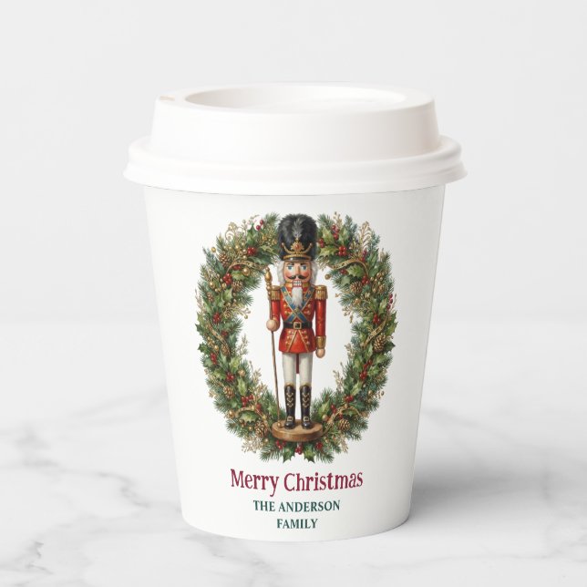 Traditional Nutcracker Christmas Personalized Paper Cups (Back)