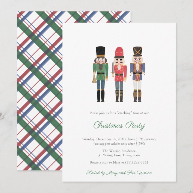 Traditional Nutcracker Family Christmas Party Invitation (Front/Back)