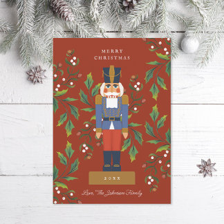 Traditional Nutcracker Red and Green Holiday Card