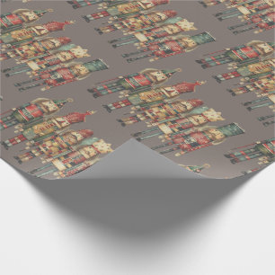 Traditional Nutcracker Soldiers Taupe Brown Wrapping Paper