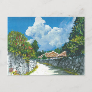 Traditional Okinawan Village Painting Postcard