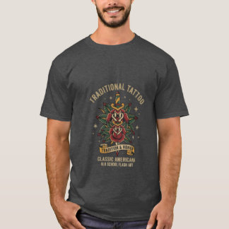 Traditional Old School Tattoo Art Rose Dagger  T-Shirt