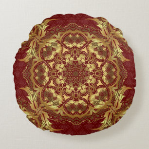 Traditional orient ornament on a red background. S Round Pillow