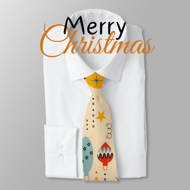 Traditional ornamets Pretty beige pattern Retro Neck Tie (Merry Christmas cute watercolor ornaments Beige pattern Neck tie)