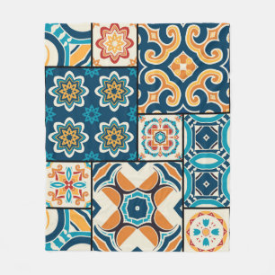 Traditional ornate portuguese decorative color til fleece blanket