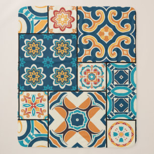 Traditional ornate portuguese decorative color til sherpa blanket