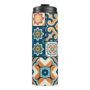 Traditional ornate portuguese decorative color til thermal tumbler