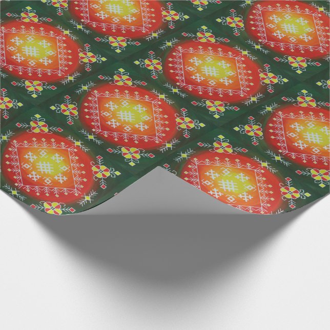 Traditional Pagan Latvian folk art with symbols Wrapping Paper (Corner)