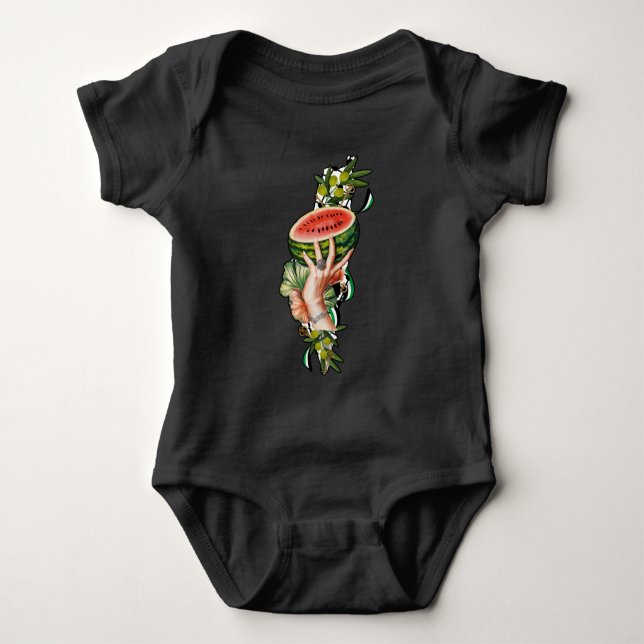 Traditional Palestine elements in palestine map Baby Bodysuit (Front)
