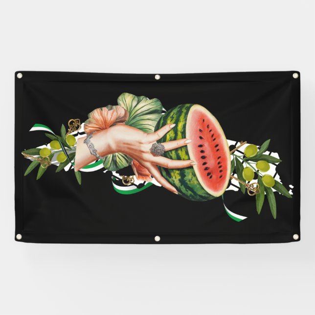 Traditional Palestine elements in palestine map Banner (Horizontal)