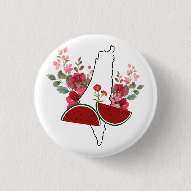 Traditional Palestine elements in palestine map Button (Front)
