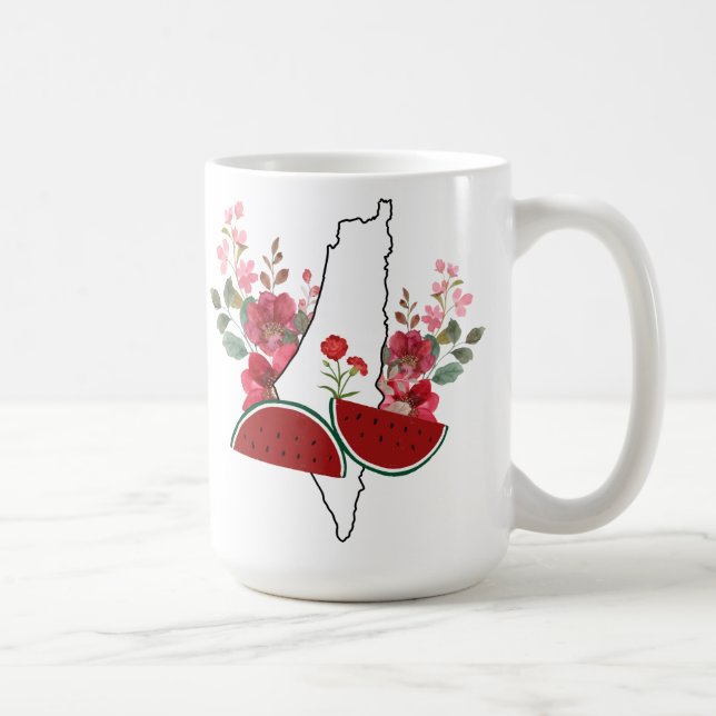 Traditional Palestine elements in palestine map Coffee Mug (Right)