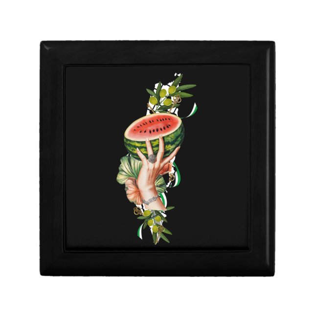 Traditional Palestine elements in palestine map Gift Box (Front)