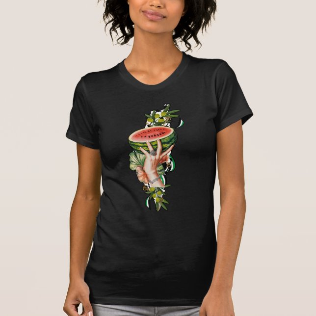 Traditional Palestine elements in palestine map T-Shirt (Front)