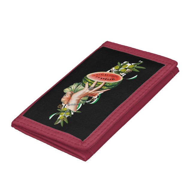 Traditional Palestine elements in palestine map Trifold Wallet (Bottom)