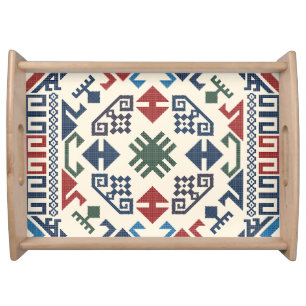 Traditional Palestine Embroidery tatreez boho Serving Tray