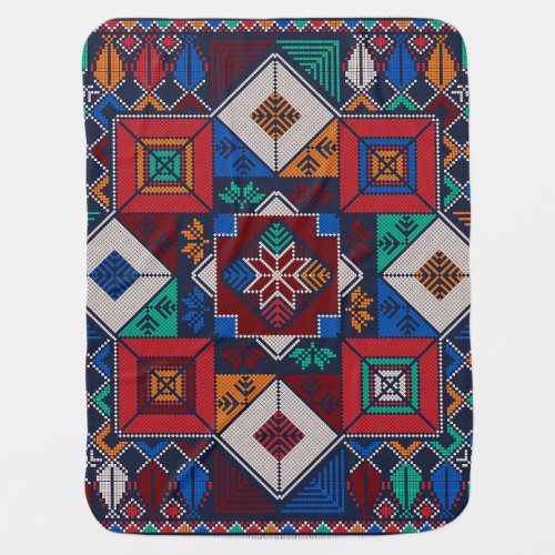 Traditional Palestine Embroidery tatreez  colorful Baby Blanket