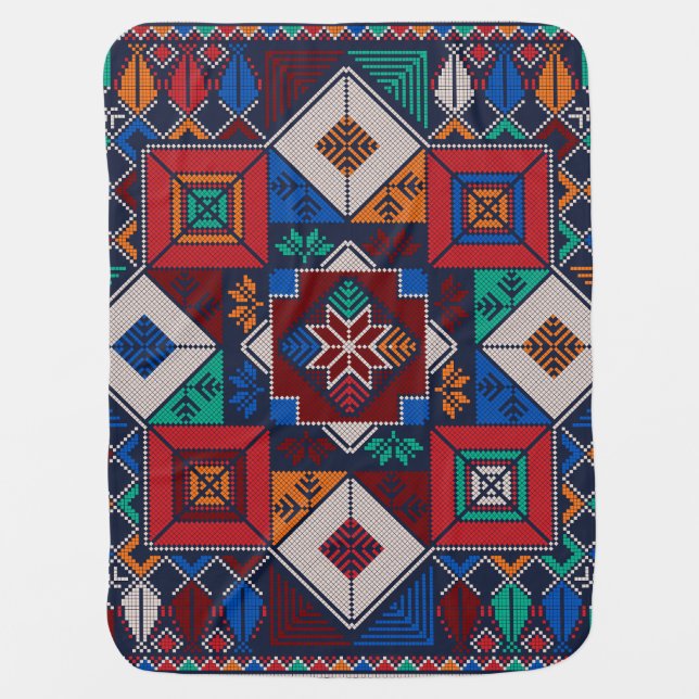 Traditional Palestine Embroidery tatreez  colorful Baby Blanket (Front)