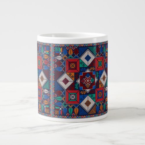 Traditional Palestine Embroidery tatreez  colorful Giant Coffee Mug