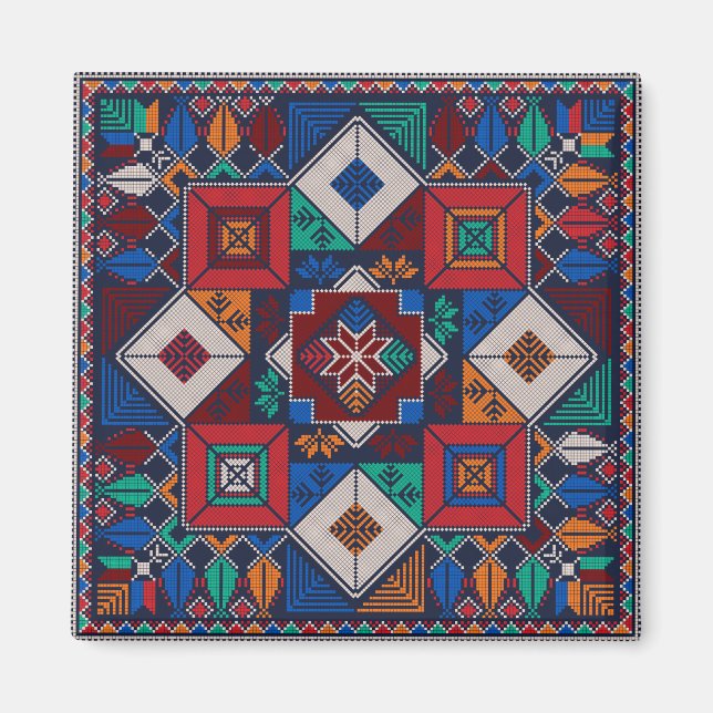 Traditional Palestine Embroidery tatreez  colorful Magnet (Front)
