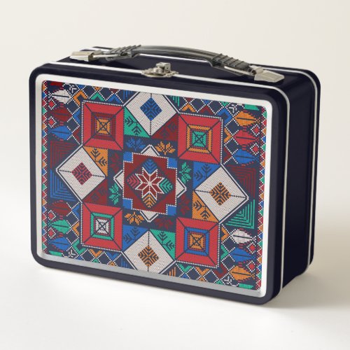 Traditional Palestine Embroidery tatreez  colorful Metal Lunch Box