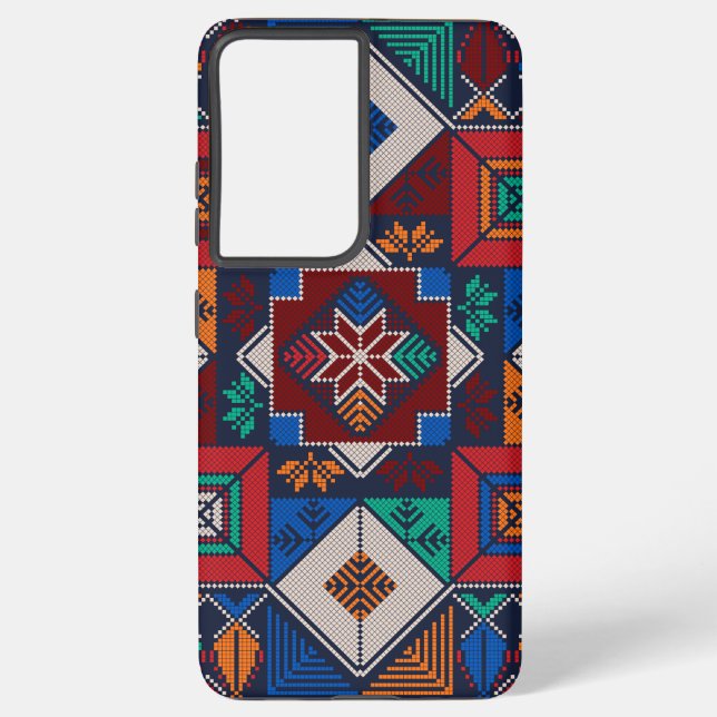 Traditional Palestine Embroidery tatreez  colorful Samsung Galaxy Case (Back)